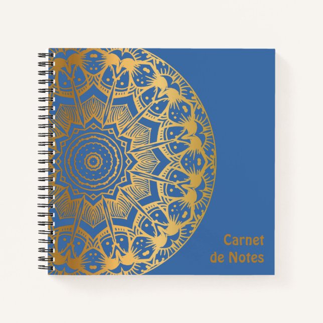Mandala Gold Color and Leather Pattern Notebook (Front)