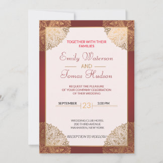 Mandala Gold Faire-part de mariage, blanc