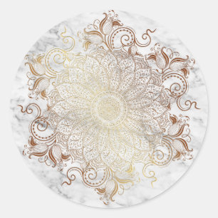 Mandala - Gold & Marble Classic Round Sticker