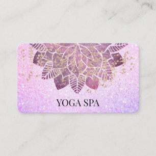 *~* Mandala + Gold Pink Glitter Spiritual Yoga Business Card