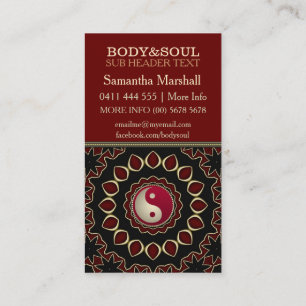 Mandala Gold Red YinYang Cartes de visite du nouve