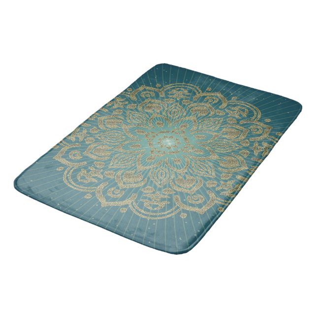 MANDALA Golden Rosette - Bath Mat, Rug (Angled)