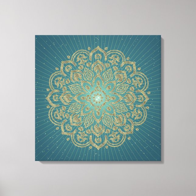 MANDALA Golden Rosette - Wrapped Canvas (Front)