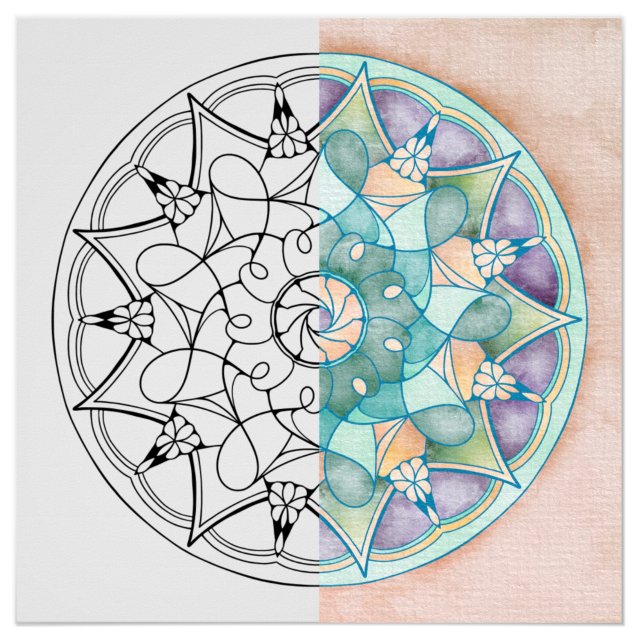 Mandala Grande affiche de coloriage pour adultes (Sampe colored mandala)