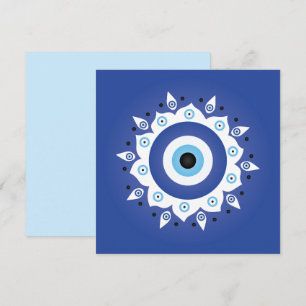 Mandala Greek Evil Eye Blue White Card