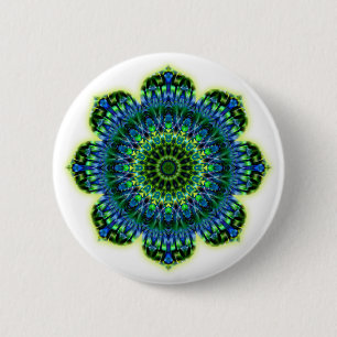 Mandala green blue 2 inch round button