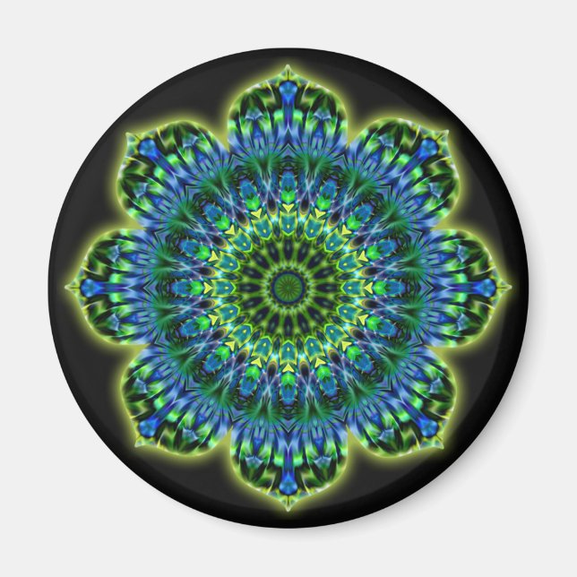 Mandala green blue | black magnet (Front)