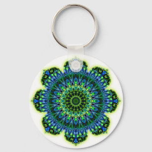 Mandala green blue keychain