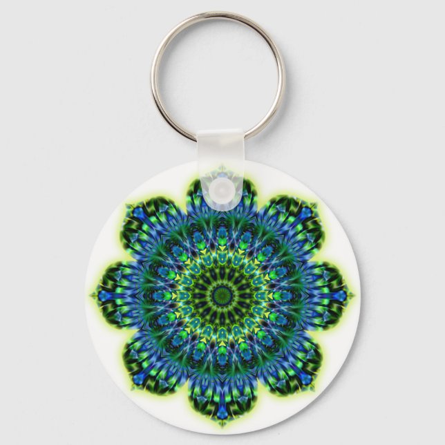 Mandala green blue keychain (Front)
