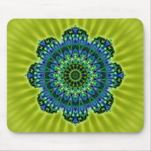 Mandala green blue   lightgreen flower mouse pad