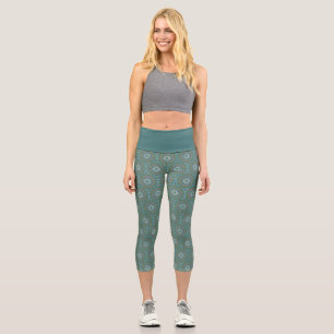Mandala Green Capri Leggings