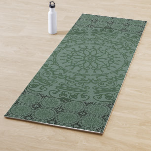 Mandala Green Grey Duvet Cover Yoga Mat