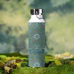 Mandala Green Water Bottle