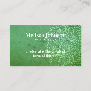 Mandala Green Yoga Meditation Refer a Friend Referral Card