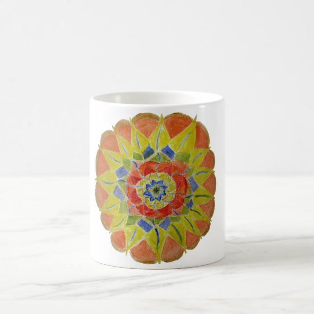 Mandala hand painted Art White Mug (Center)