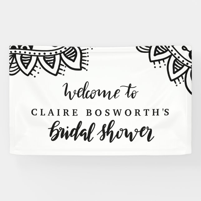 Mandala Handwritten Bridal Shower Boho Banner (Horizontal)