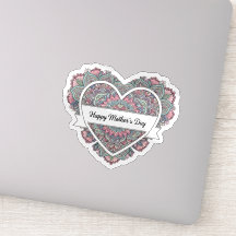 Mandala Heart Mothers Day Sticker  Mom Floral Boho