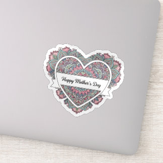 Mandala Heart Mothers Day Sticker  Mom Floral Boho