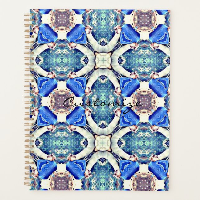 mandala hearts design blue Thunder_Cove Planner (Front)