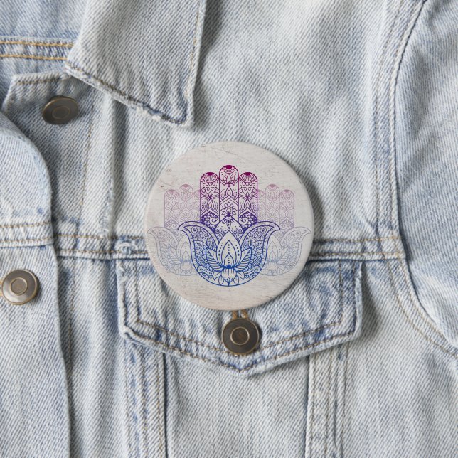 Mandala Henna | Lotus Hand 3 Inch Round Button (In Situ)