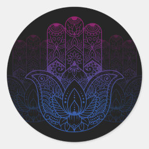 Mandala Henna   Lotus Hand Classic Round Sticker