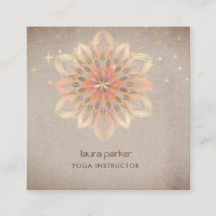 Mandala Holistic Lotus Floral Zen Meditation Yoga Square Business Card