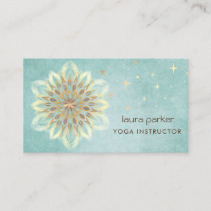 Mandala Holistic Lotus Floral Zen Yoga Teal Business Card