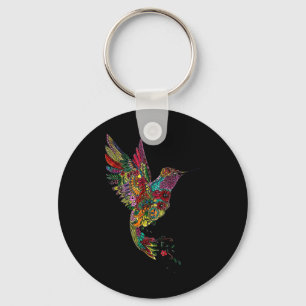 Mandala Hummingbird Graphic Yoga Art Spiritual Med Keychain