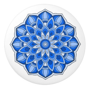 Mandala in blue ceramic knob