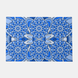 Mandala in blue doormat