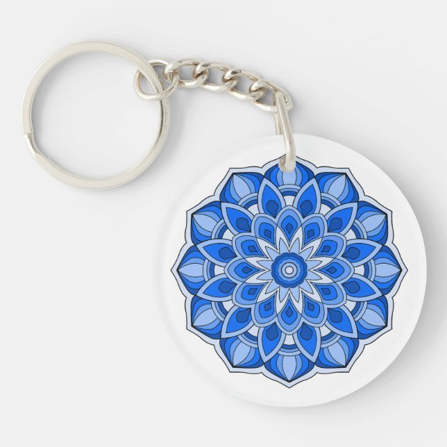 Mandala in blue keychain (Front)