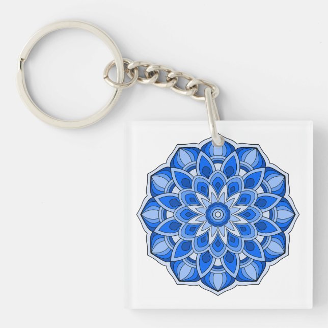 Mandala in blue keychain (Front)