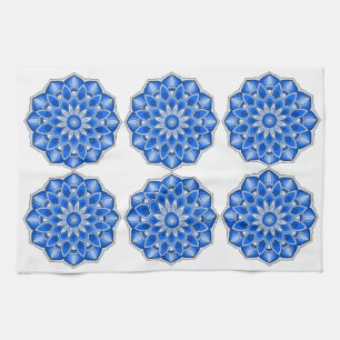 Mandala in blue kitchen towel