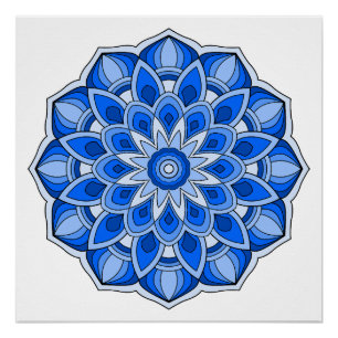 Mandala in blue poster