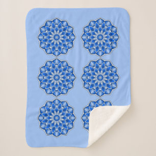 Mandala in blue sherpa blanket