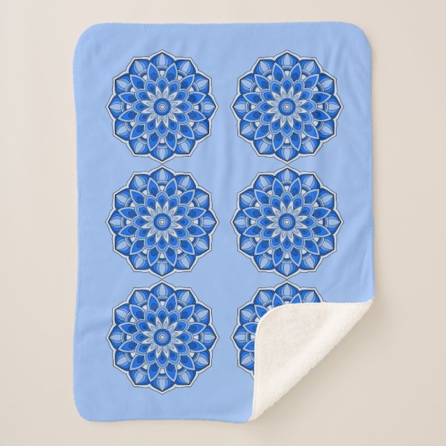 Mandala in blue sherpa blanket (Front)