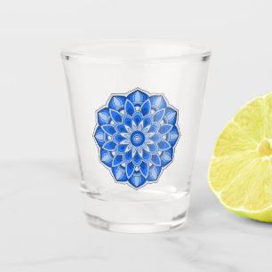 Mandala in blue shot glass