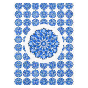 Mandala in blue tablecloth