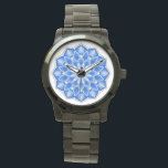 Mandala in blue watch<br><div class="desc">While the mandala originated in India,  today the beauty of the modernized mandalas are suitable for many items in the home,  as well as for decorations on clothing. 

Note: there are a variety of products with this design suitable for your home or function,  & mandalas in other colors.</div>