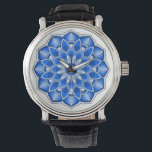 Mandala in blue watch<br><div class="desc">While the mandala originated in India,  today the beauty of the modernized mandalas are suitable for many items in the home,  as well as for decorations on clothing. 

Note: there are a variety of products with this design suitable for your home or function,  & mandalas in other colors.</div>