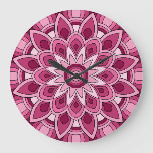 Mandala in pink large clock