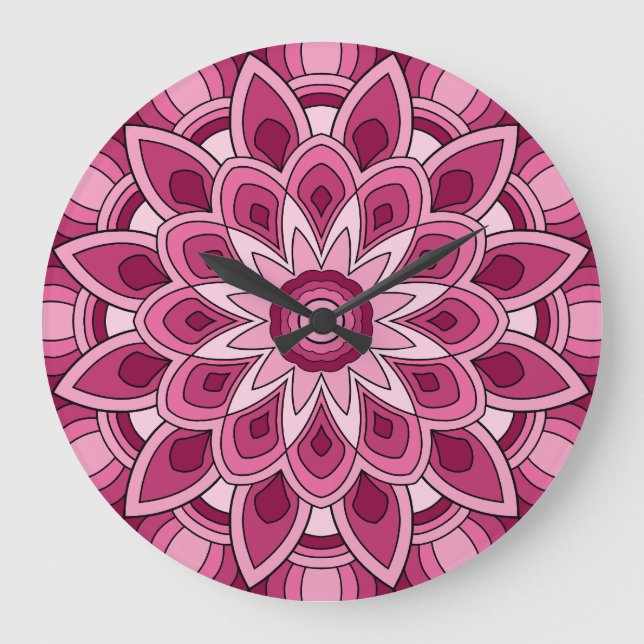Mandala in pink large clock (Front)