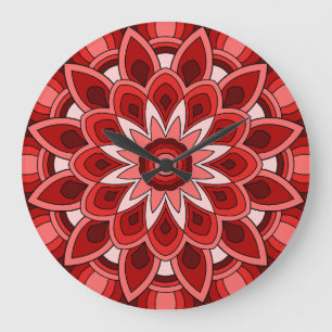 Mandala in red large clock