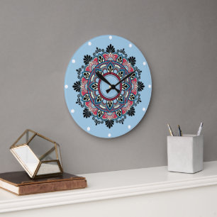 Mandala in rose large clock