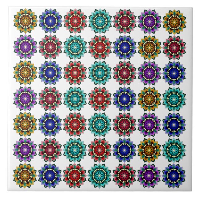 Mandala in various colors tile (Front)