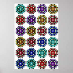 Mandala in various colours poster