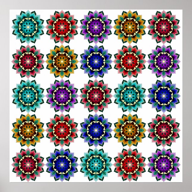 Mandala in various colours poster (Front)