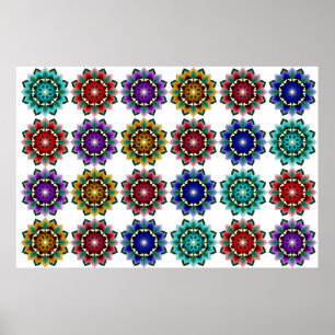 Mandala in various colours poster