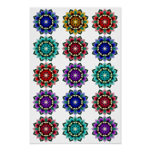 Mandala in various colours poster