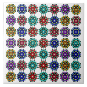 Mandala in various colours tile
